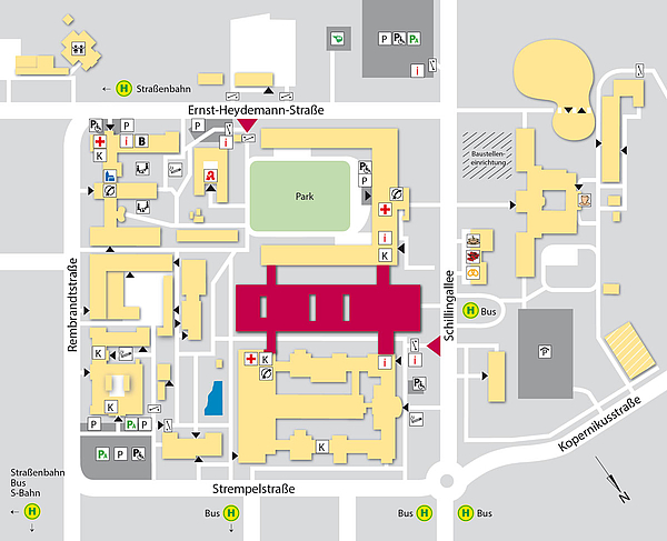 Lageplan Zentrale Notaufnahme Universitätsmedizin Rostock